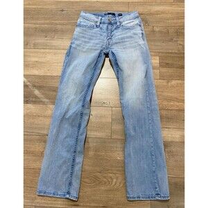 BKE Buckle Jake Mens 28X32 Thick Stitch Blue Denim Jeans Whiskers Stretch